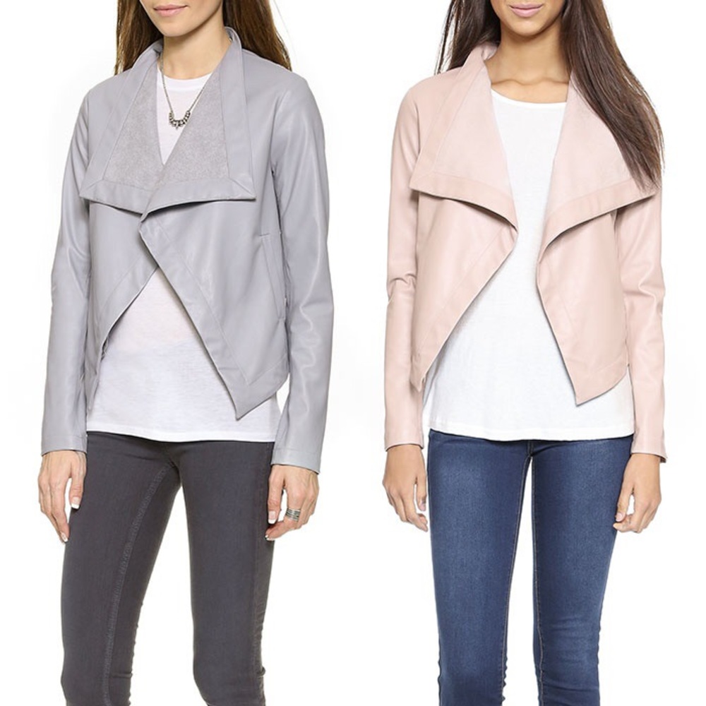 BB Dakota Faux Leather Draped Blazer